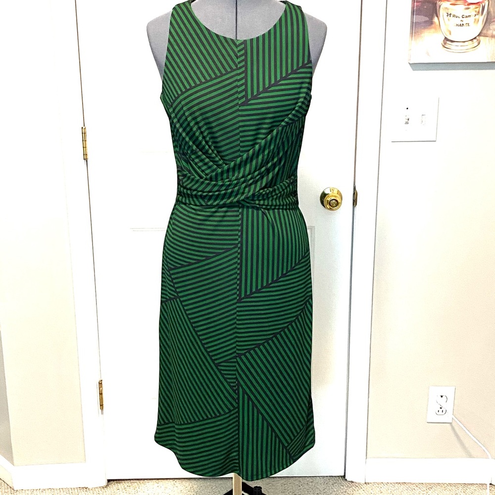 Ann Taylor navy/green striped midi 4 586
